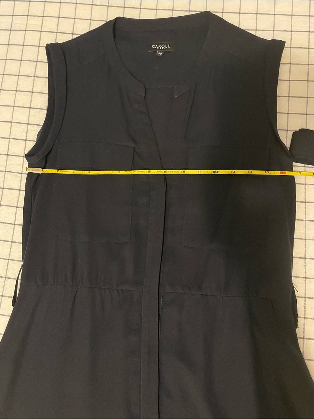 Caroll Paris Navy sleeveless shirt dress size 38 - Picture 11 of 13